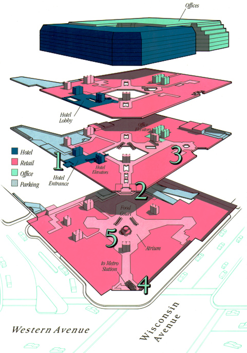 Illustration, Exploded Floor Plans, Chevy Chase Pavilion, Washington, District of Columbia