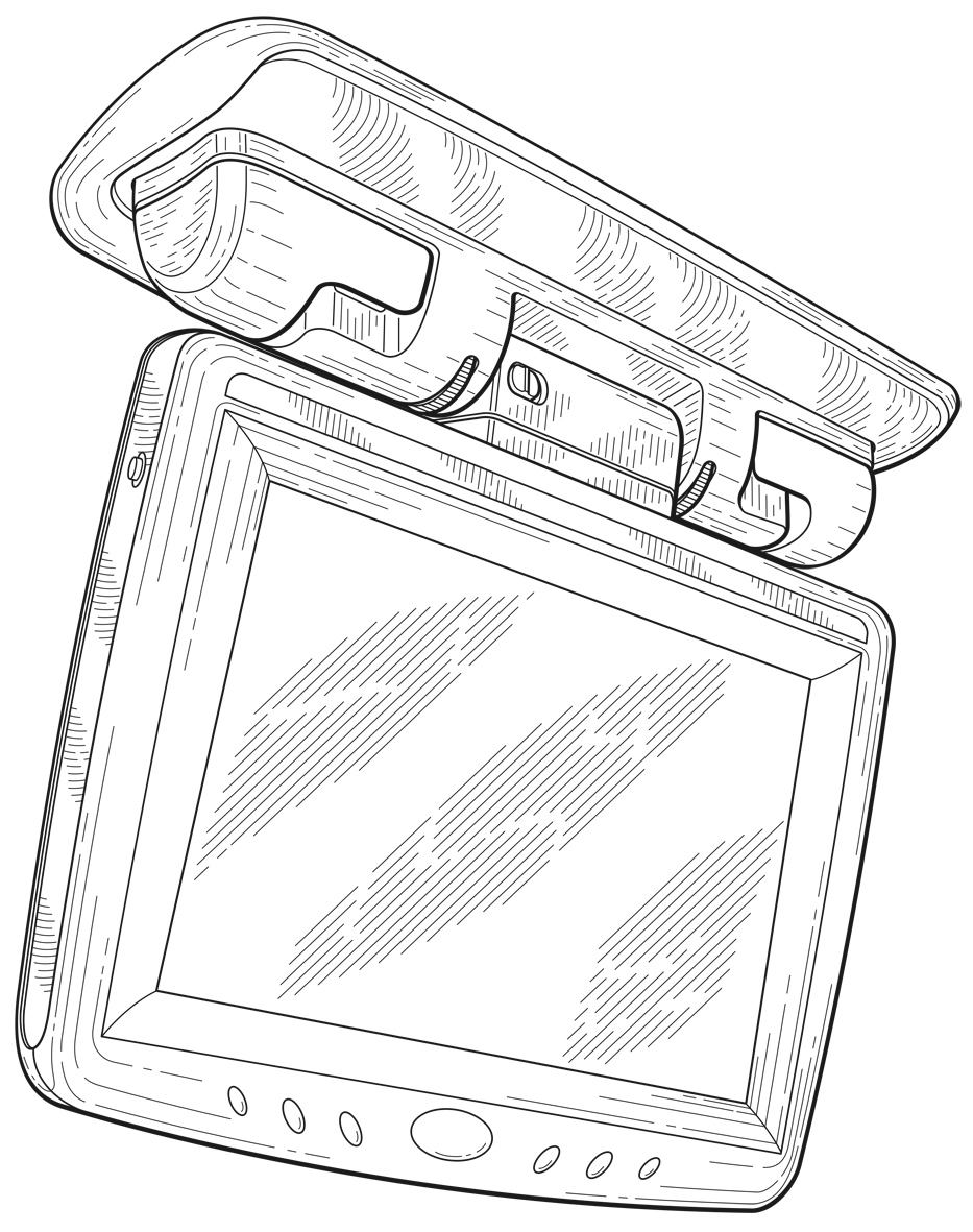 Patent Design Illustration, Automobile Media Monitor