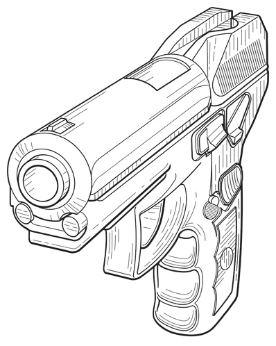 Patent Design Illustration of a Pistol