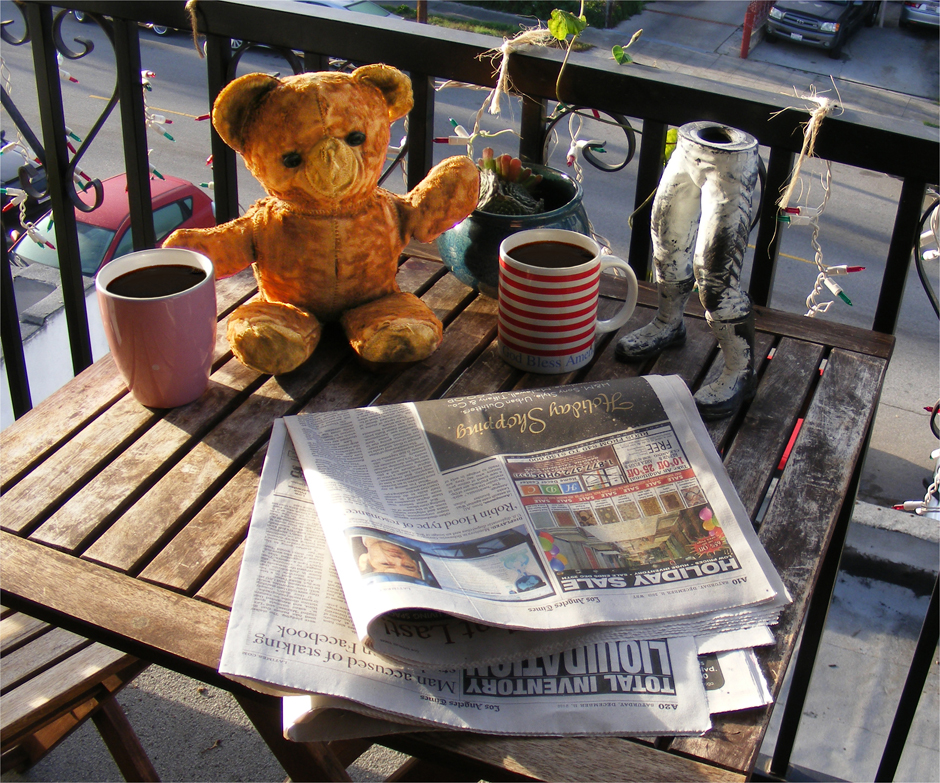 Harvey with Teddy, Morning Coffee